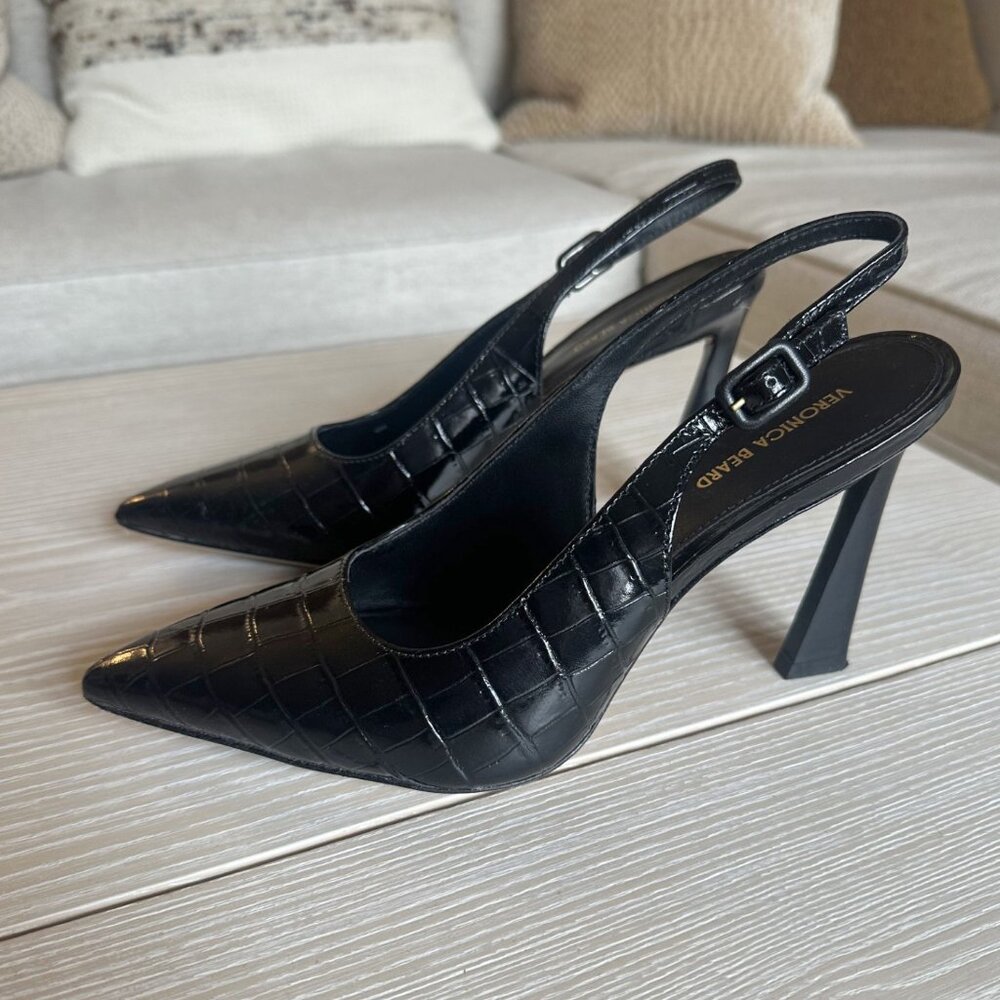 Veronica Beard Callie Pointed Toe Slingback Pump Black Heels